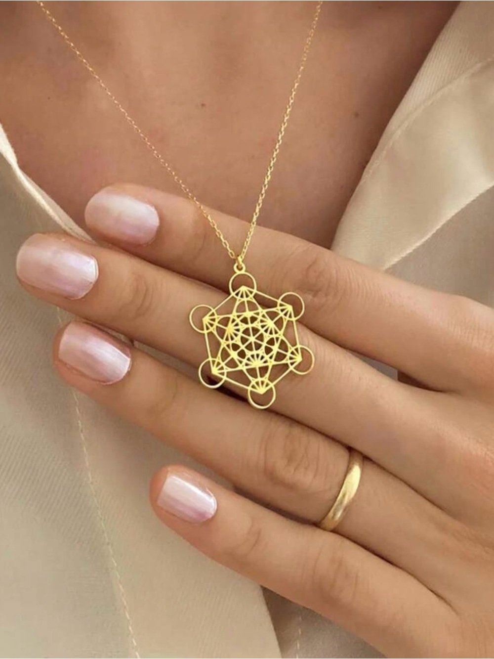 Gold Metatron Sacred Geometry Pendant Necklace